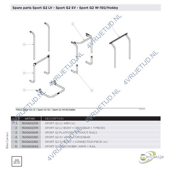 1500602378 - Thule fietsdrager onderdeel Sport G2 LV arm - afbeelding 2